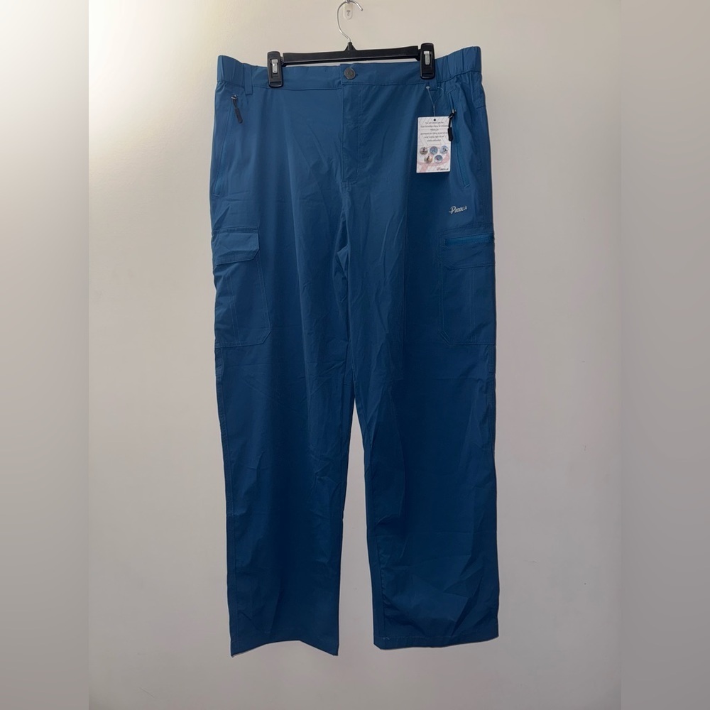 Pudolla Blue Athletic Cargo Pants with Relaxed Fit